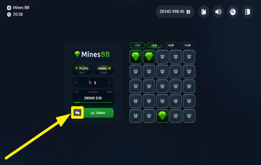 Mines BB UTILISER LA SÉLECTION ALÉATOIRE.