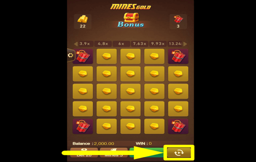 Mines Gold UTILISEZ LES TOURS AUTOMATIQUES.