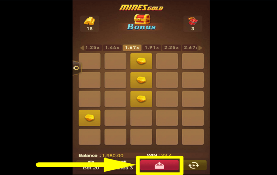 Mines Gold ARRÊTEZ EN AVANCE.