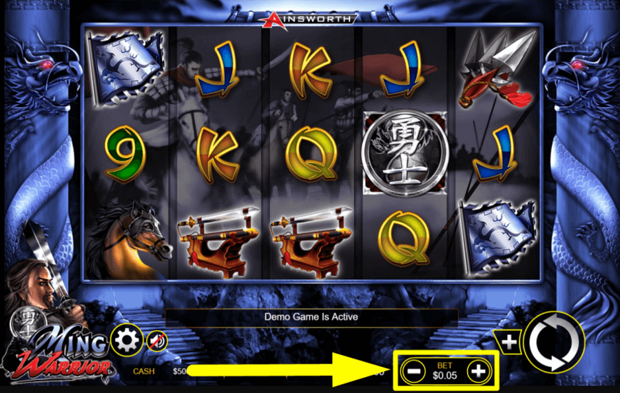 Ming Warrior SELECT YOUR TOTAL BET.