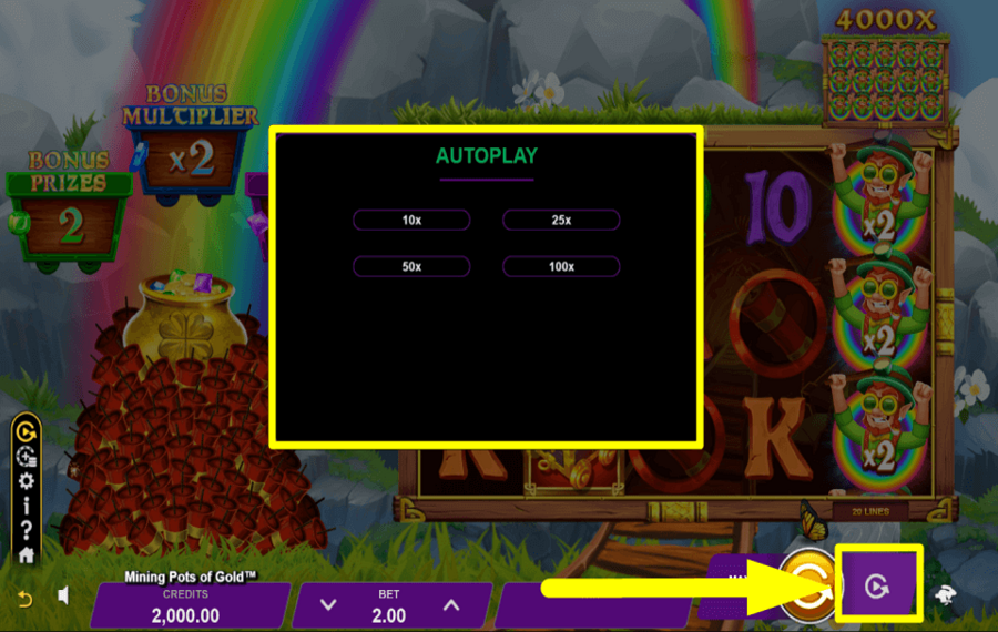 Mining Pots of Gold SELECCIONA GIROS AUTOMÁTICOS.