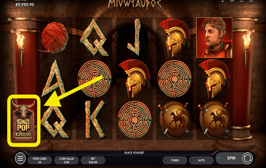 Minotaurus Использование дополнительной функции Bonus Pop.