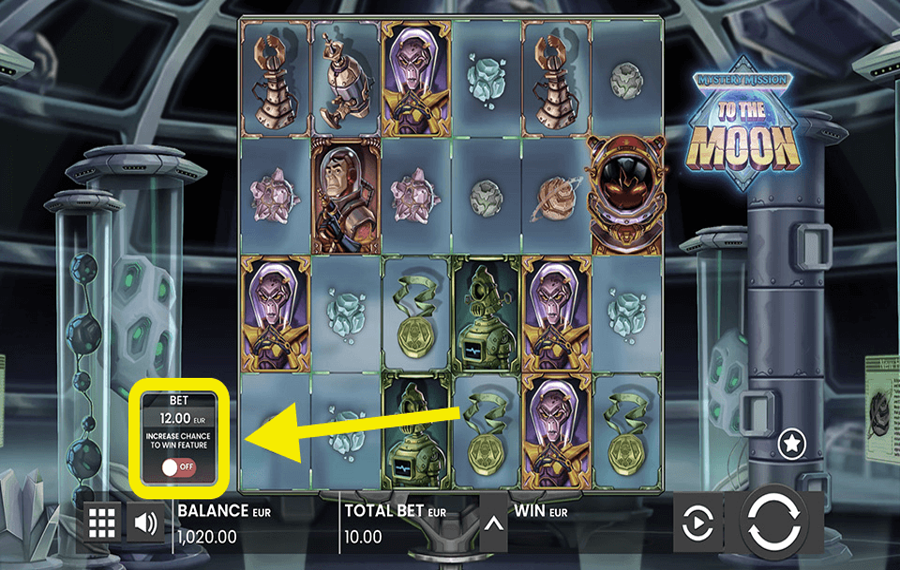 Mystery Mission to the Moon Using the optional “Increased Bet” feature.