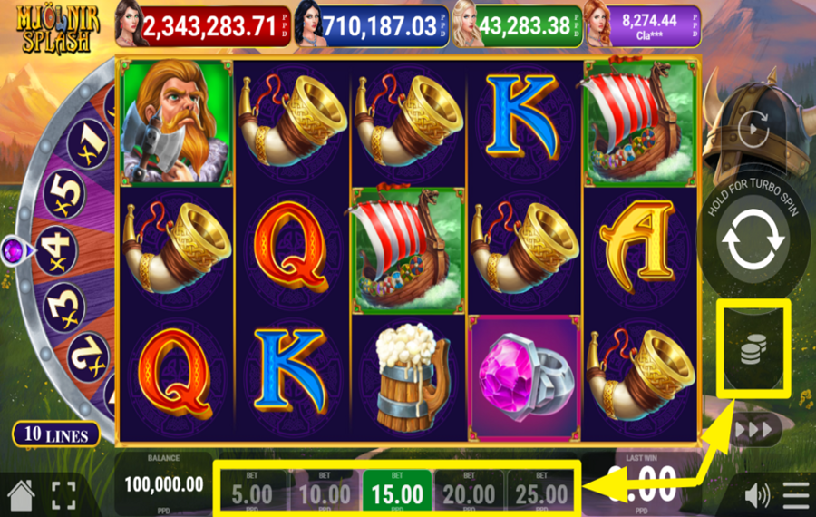 Mjolnir Splash DETERMINE YOUR WAGER.