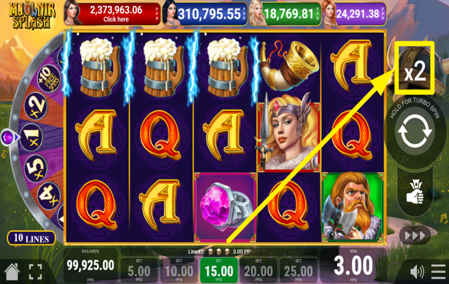 Mjolnir Splash GAMBLE YOUR WIN!