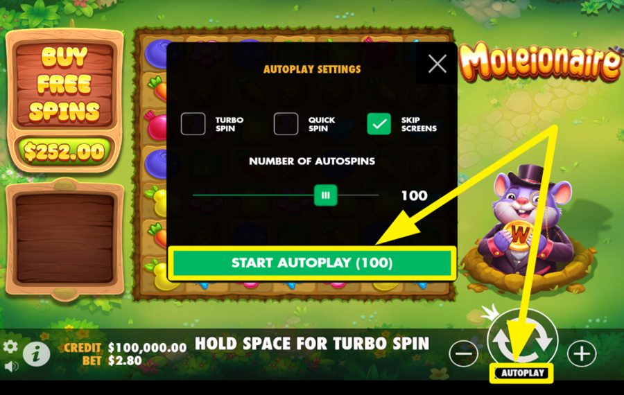 Moleionaire DREHEN SIE DIE ROLLEN AUTOMATISCH.