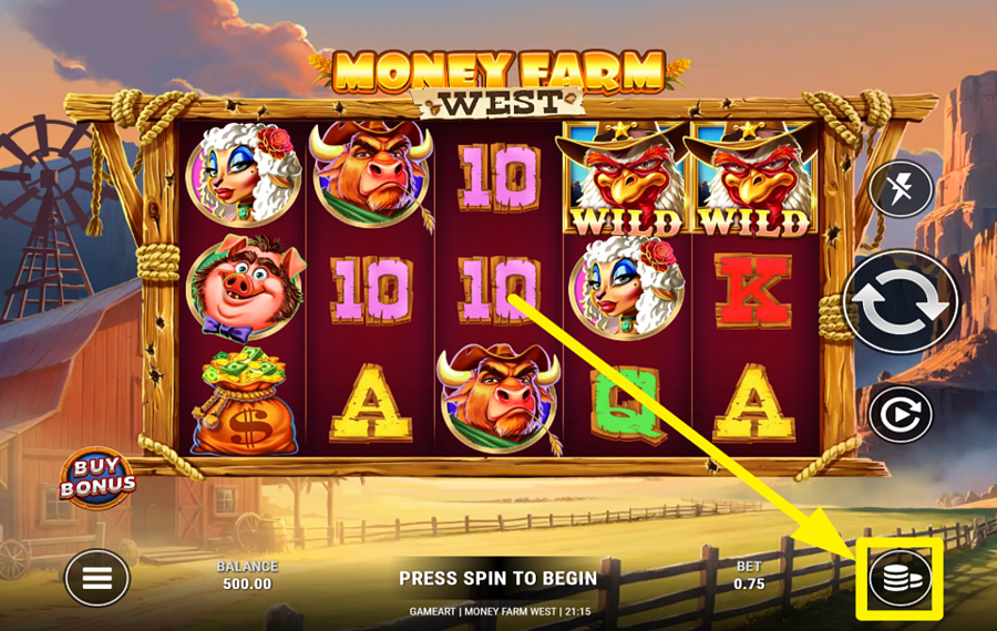 Money Farm West SPECIFY YOUR WAGER.