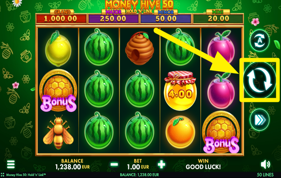 Money Hive 50 Hold N Link SPIN THE REELS.