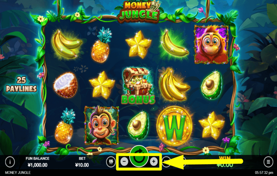 Money Jungle ESTABLECER LA APUESTA TOTAL.