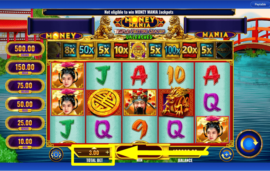 Money Mania Triple Fortune Dragon Unleashed DÉCIDEZ DE L'ENJEU.