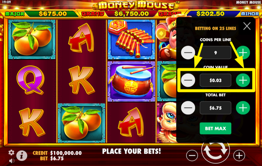 Money Mouse MODIFIER LA VALEUR DE LA PIÈCE.