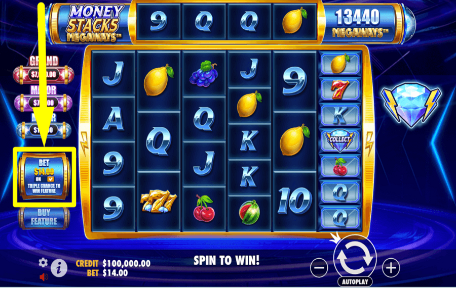 Money Stacks Megaways ADD AN ANTE BET.