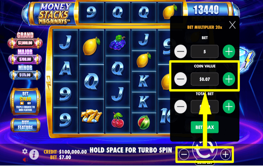 Money Stacks Megaways ADJUST THE COINS.