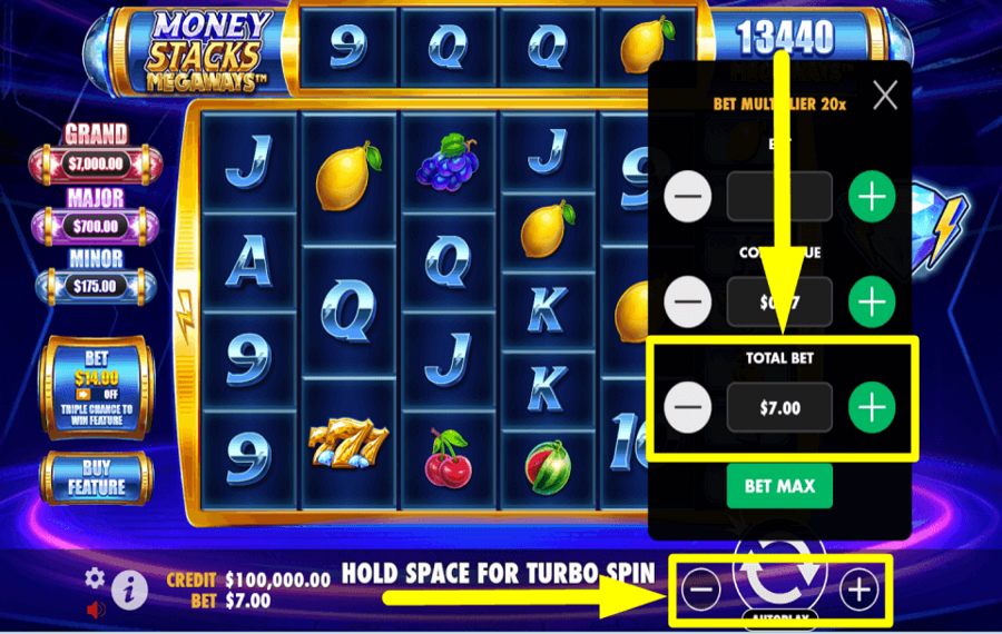 Money Stacks Megaways ALLOT THE TOTAL BET.