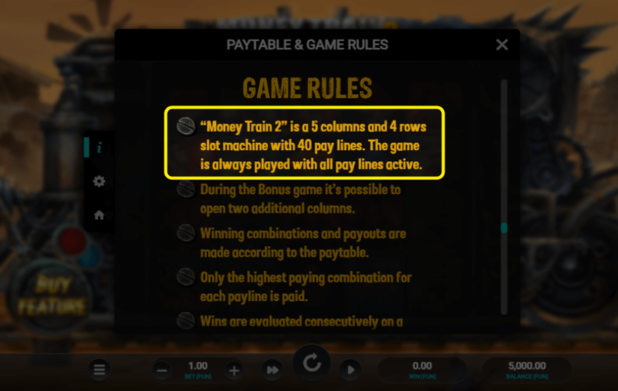 Money Train 2 Выберите активное количество линий выплат