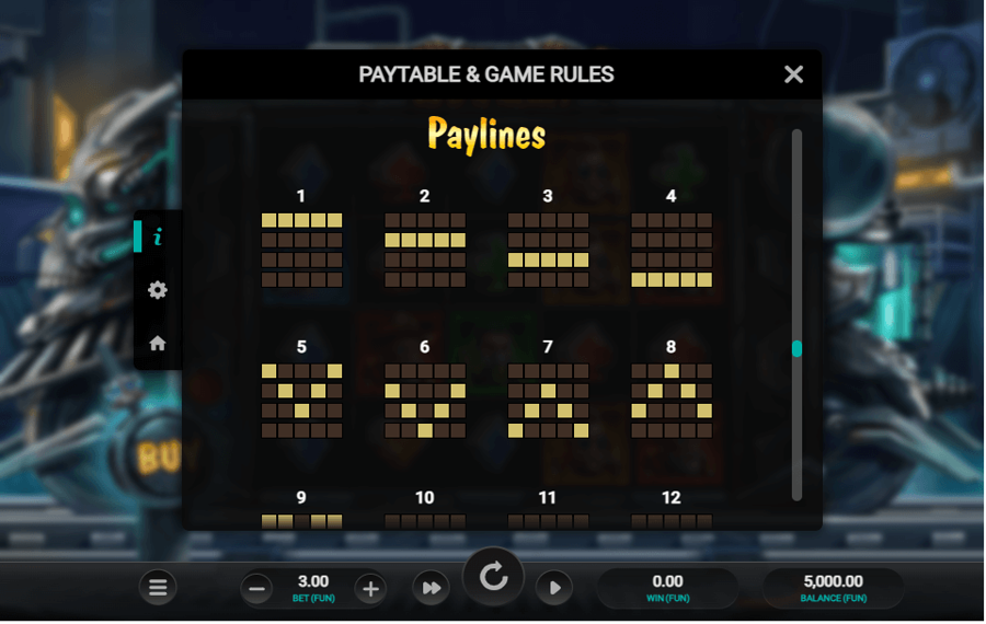 Money Train 3 Cambiar el número de líneas de pago