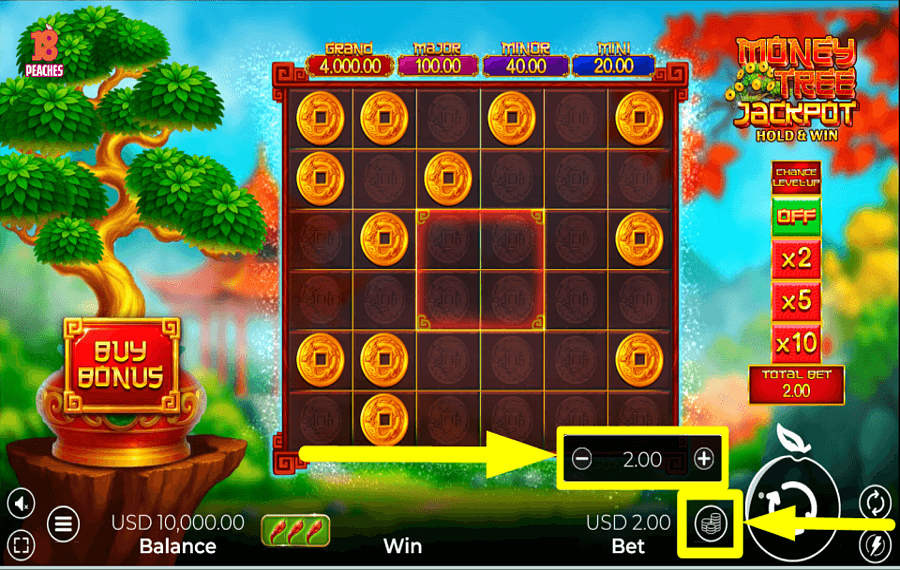 Money Tree Jackpot DETERMINARE LA SCOMMESSA.