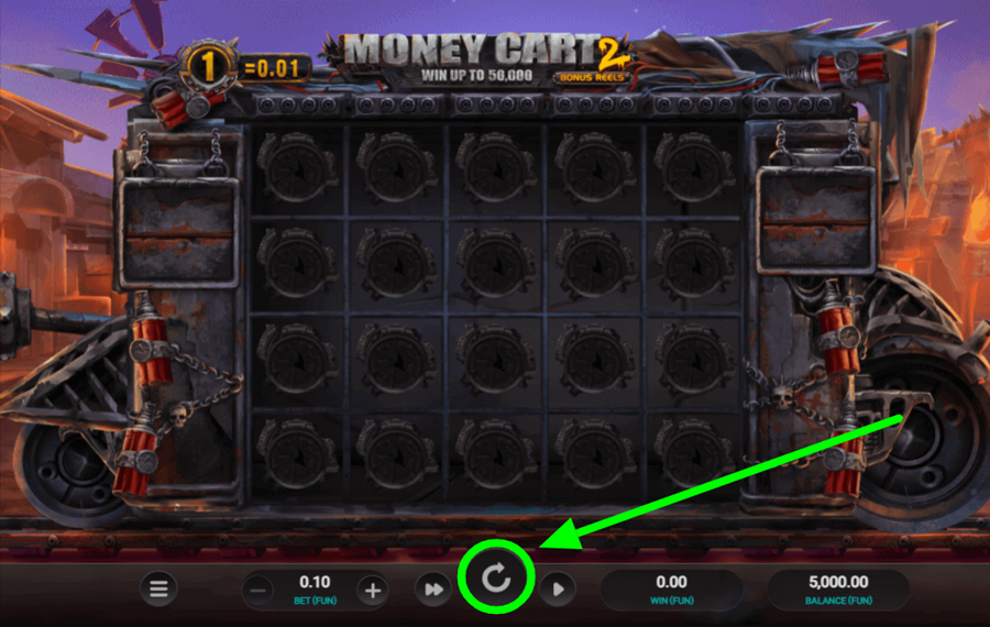 Money Cart 2 Fare clic sul pulsante "Gira".