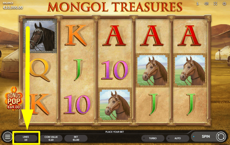 Mongol Treasures AJUSTEZ LES LIGNES DE PAIEMENT.