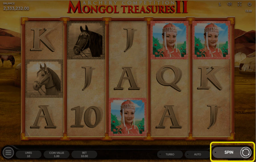 Mongol Treasures II Archery Competition Spin the reels
