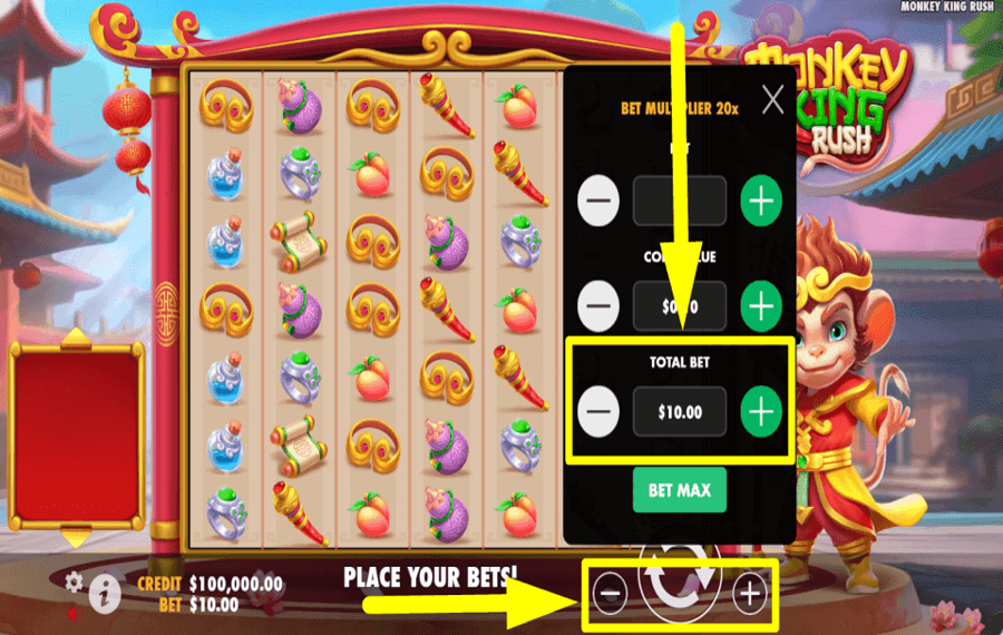 Monkey King Rush AJUSTA LA APUESTA TOTAL.