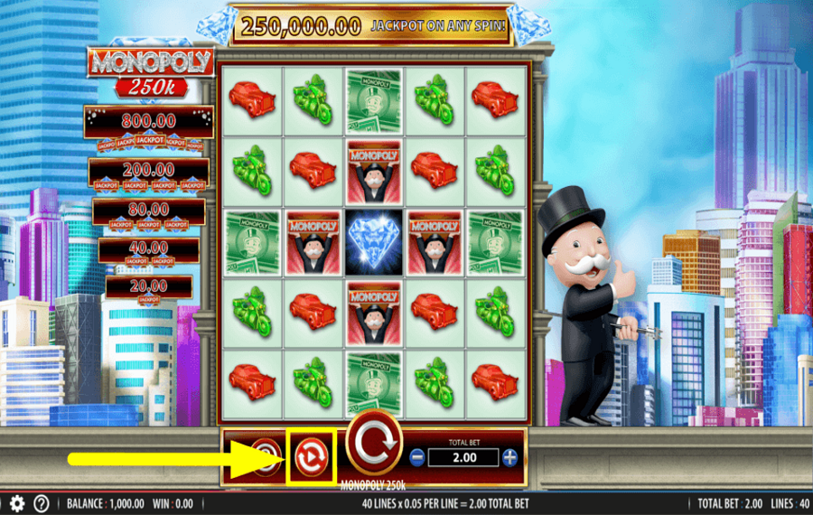 Monopoly 250k ВКЛЮЧИТЕ АВТОМАТИЧЕСКИЕ СПИНЫ.