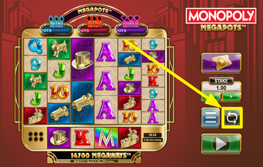 Monopoly Megapots ELIGE GIROS AUTOMÁTICOS.