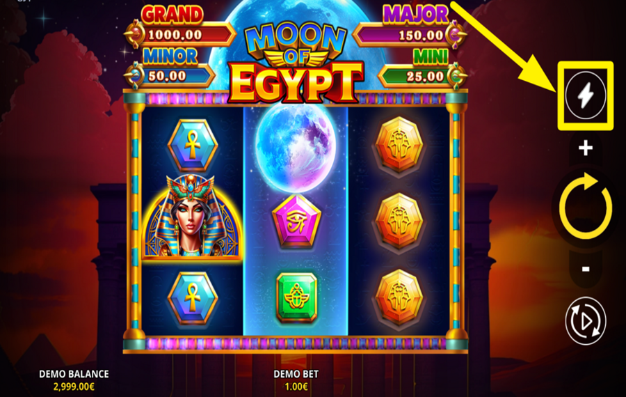 Moon of Egypt Running Wins ACCELERATE THE SPINS.