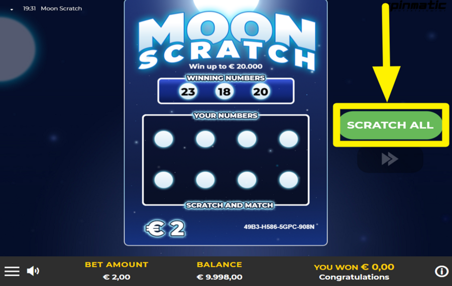 Moon Scratch REVEAL THE NUMBERS.
