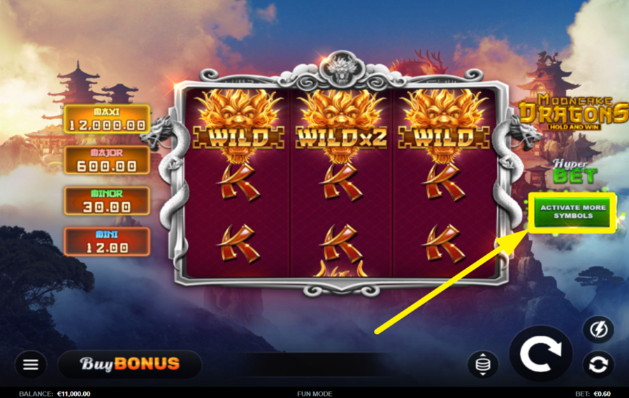 Mooncake Dragons Hold and Win Скорректируйте уровень гиперставки.