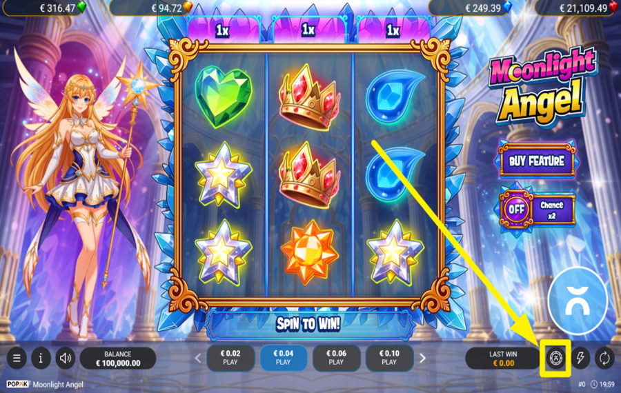 Moonlight Angel УСТАНОВИТЕ УРОВЕНЬ СТАВКИ.
