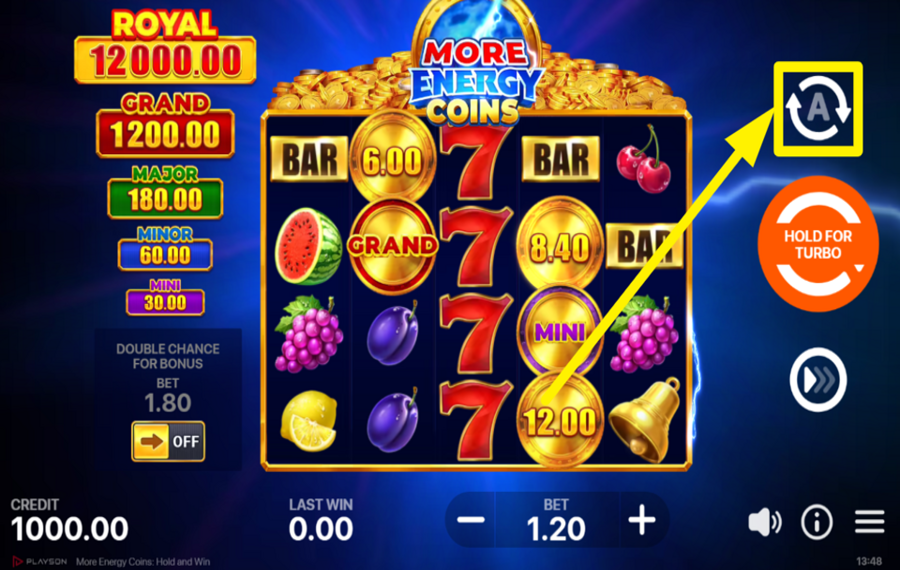 More Energy Coins Hold and Win USE AUTOMATED SPINS.