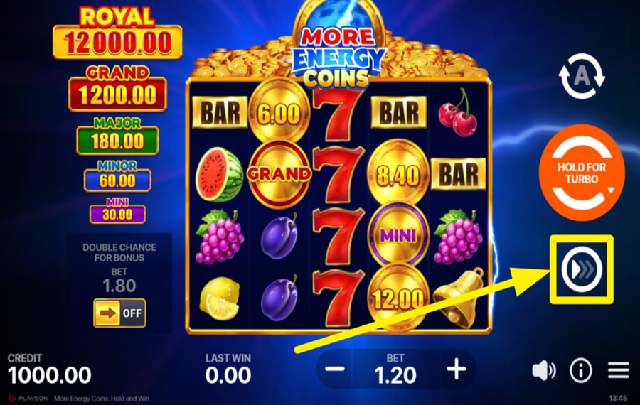 More Energy Coins Hold and Win QUICKEN THE GAME.