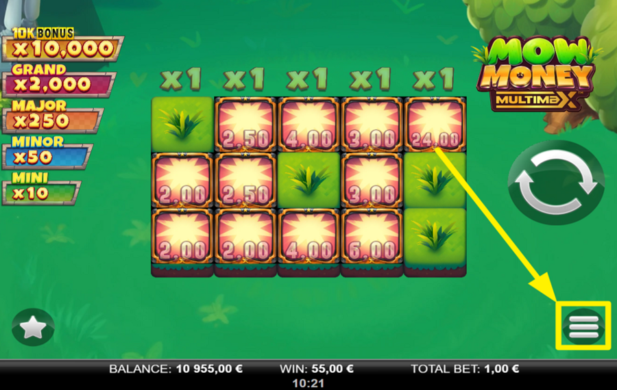 Mow Money MultiMax UTILIZZA LA RIPRODUZIONE AUTOMATICA.