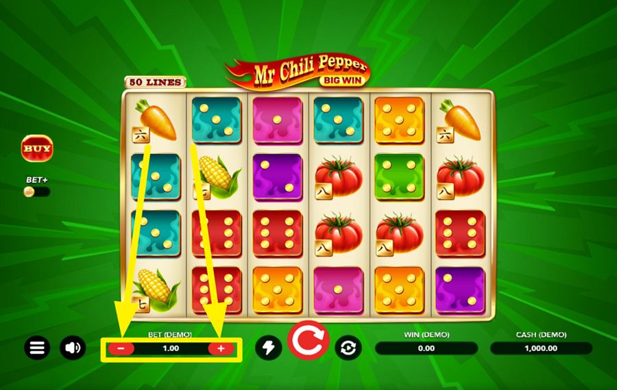 Mr Chili Pepper Big Win Dice ATRIBUA UM VALOR DE APOSTA.