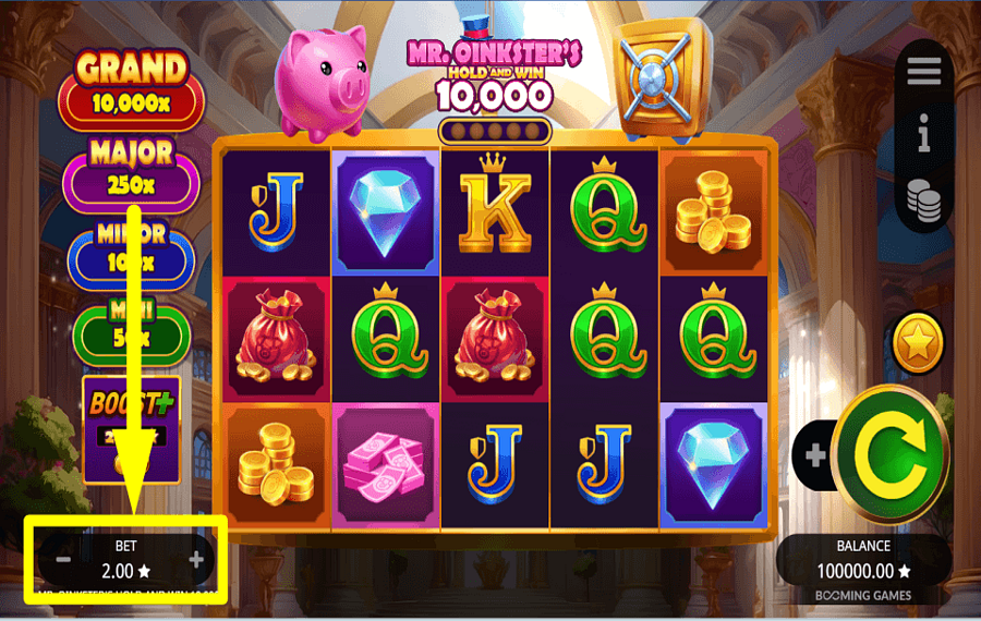 Mr Oinksters Hold and Win 10000 DÉTERMINER L'ENJEU.