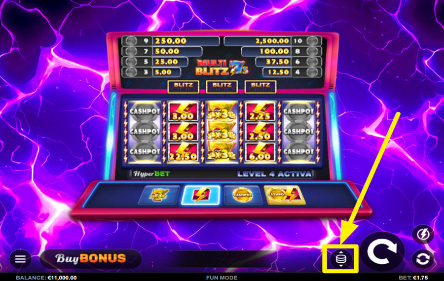 Multi Blitz 7s SPECIFY YOUR WAGER.