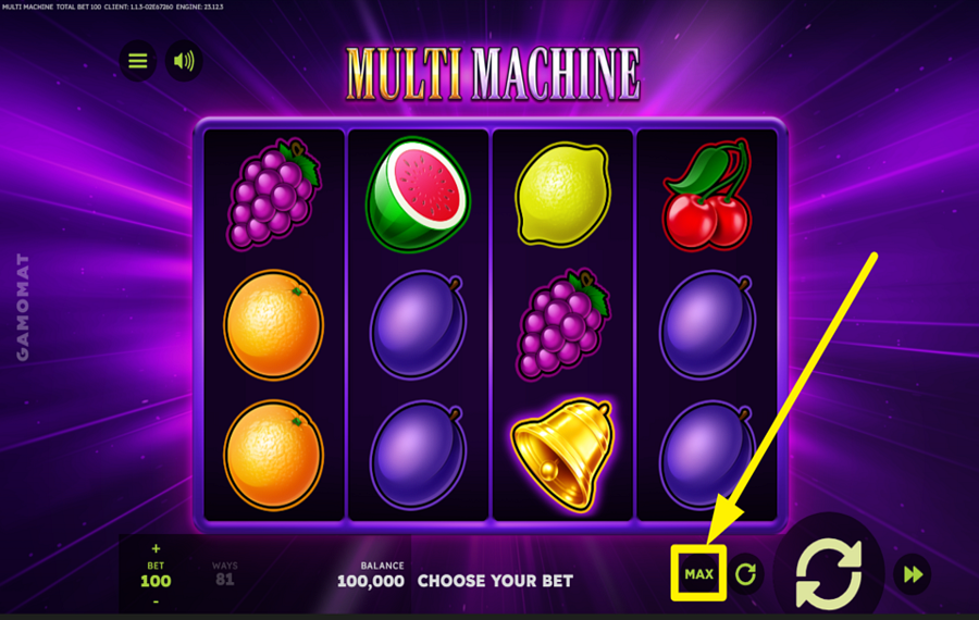 Multi Machine SELEZIONA L'IMPORTO MASSIMO DELLA SCOMMESSA.