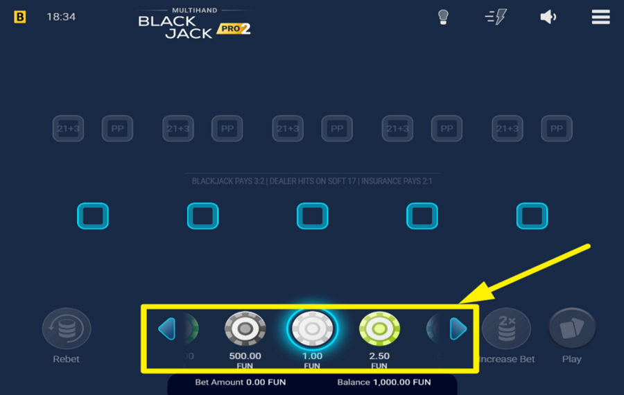 Multihand Blackjack Pro 2 PLACEZ VOS JETONS.