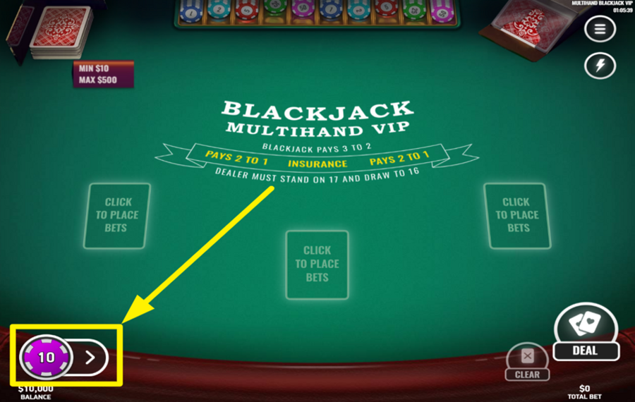 Multihand Blackjack VIP DÉFINISSEZ VOTRE MISE.