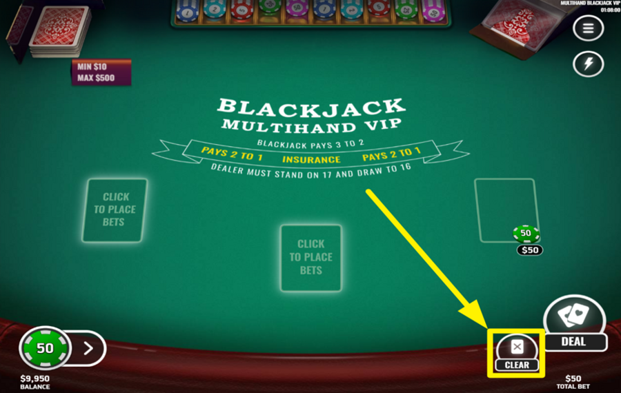 Multihand Blackjack VIP DÉBARRASSEZ LA TABLE.