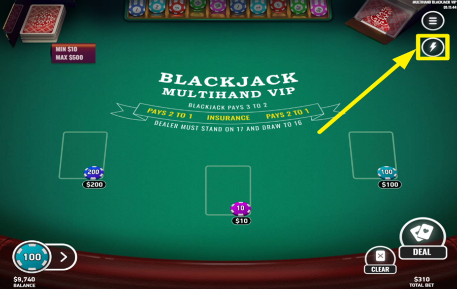 Multihand Blackjack VIP ACCÉLÉREZ LE GAMEPLAY.