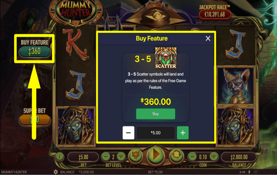Mummy Hunter PURCHASE EXTRA SPINS.