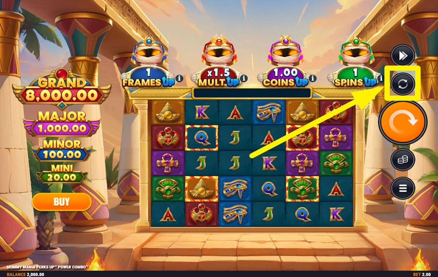 Mummy Mania Perks Up Power Combo ATTIVA LA RIPRODUZIONE AUTOMATICA.