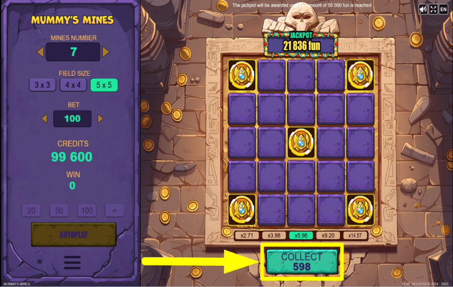 Mummys Mines CHOISISSEZ VOS RÉCOMPENSES.