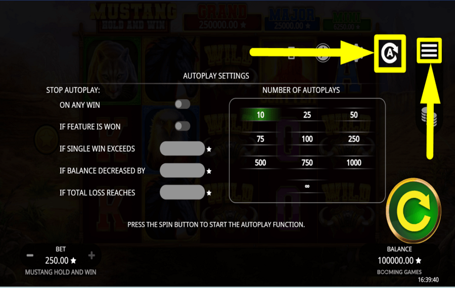 Mustang Hold and Win TOURNER AUTOMATIQUEMENT.