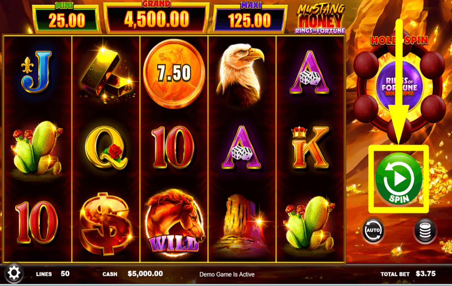 Mustang Money Rings of Fortune DREH AM RAHMEN UND GEWINNE GEWINNE.