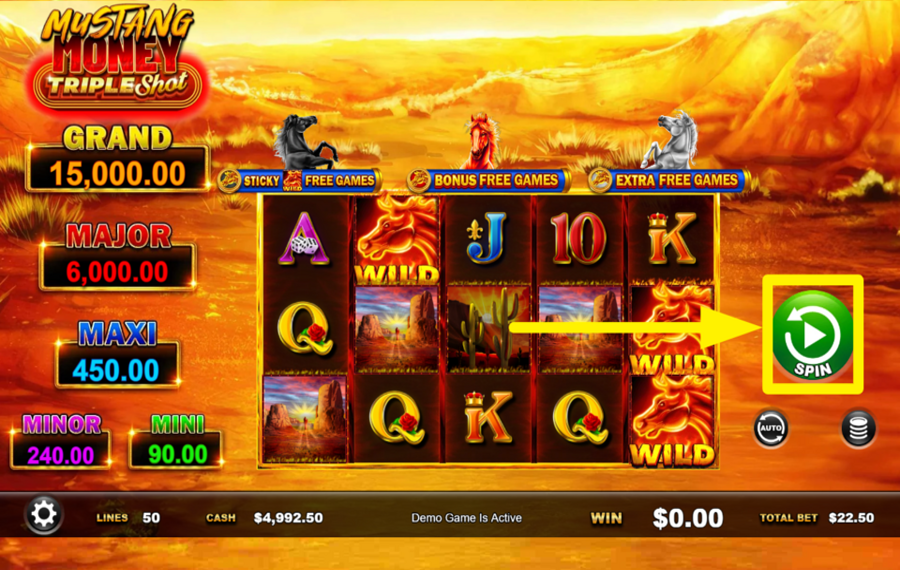 Mustang Money Triple Shot ВРАЩАЙТЕСЬ ДЛЯ УСПЕХА!