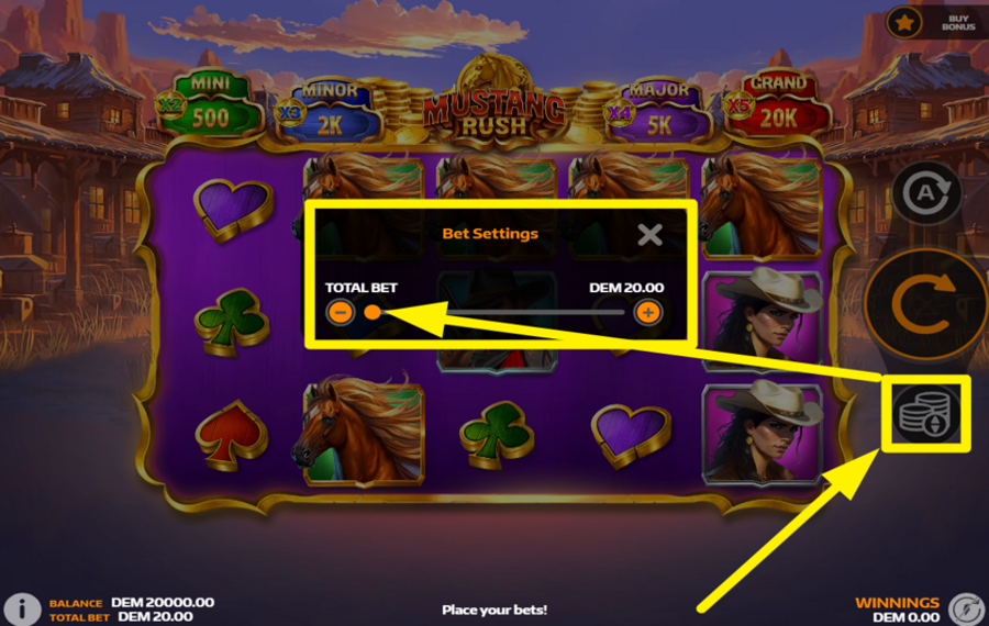 Mustang Rush SPECIFY YOUR STAKE.