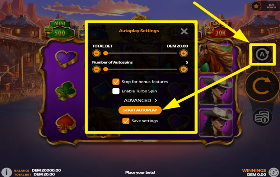 Mustang Rush TRIGGER AUTOMATIC SPINS.